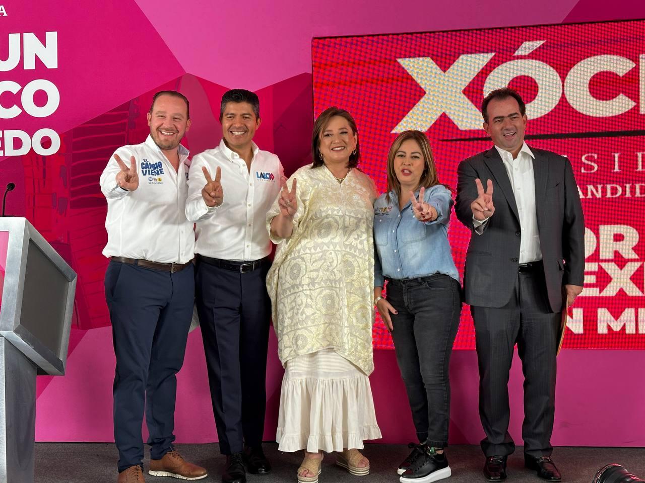 Eduardo Rivera se compromete a "blindar" a Puebla, en compañía de Xóchitl Gálvez y candidatos