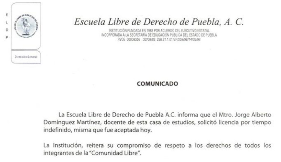 Foto: Escuela Libre de Derecho Puebla / (Twitter)